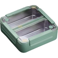 Frefly Store Vagonlife Bento 1100ML Lunchbox Tek Katlı 2 Bölmeli Paslanmaz Çelik Sefer Tası Yemek Kutusu (Yeşil)