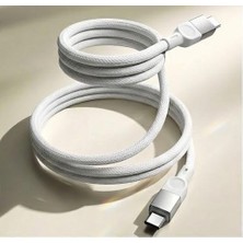 Frefly Store Usb-C Şarj Kablosu, Örgülü Naylon, Beyaz Renk, Esnek Saklama, Manyetik Karışmayan, 1 Metre