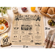 Elite Wood Vintage Desenli Breakfast Kahvaltı Servis ve Sunum Kağıdı 37X28 cm 50 Adet
