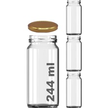 Frefly Store Monarty 3 Adet 224 ml Cam Kavanoz, Gold Metal Kapaklı, Şeffaf Konserve Kavanozu (224 Mililitre)