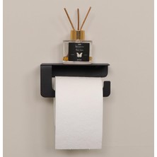 Frefly Store Ardini Yapışkanlı ve Vidalı Mat Siyah Telefon Raflı Tuvalet Kağıtlığı Wc Kağıtlık Tuvalet Kağıdı Askısı