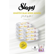 Frefly Store Sleepy Sensitive Islak Mendil 7 Al 6 Öde 50 Yaprak ve Bebek Temizleme Pamuğu