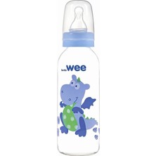 Frefly Store Wee Baby 8690797108762 Silikon Uçlu Desenli Cam Biberon, 250 Cc, Mavi