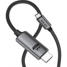Frefly Store Solke Usb-C To HDMI Kablo, 2 Metre, 4K60Hz, 18GBPS, Type-C To HDMI Görüntü Kablosu, Thunderbolt 5/4/3 Uyumlu