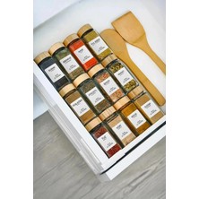 Frefly Store Kitchen Life 12’li Bambu Kapaklı Kare Cam Baharatlık Takımı / 40 Adet Etiket Hediyeli