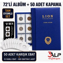 3Alp Koleksiyon Küçük Boy 72’li Madeni Metal Para Albümü ve 50 Adet Karışık Ebat Kapama 2’li Set - Mavi