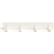 Frefly Store Yapışkanlı Duvar Askılığı 26 cm – 4 Kancalı, Delmeden Montajlı Plastik Askı, Banyo, Mutfak ve Kapı Arkası Kullanım Için