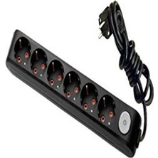 Frefly Store 6'lı Siyah Anahtarlı Grup Priz, 1 Metre Uzunluk ile Genişletilmiş Kullanım