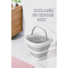 Frefly Store Porsima 1175 Damla Katlanabilir Silikon Su Kovası 28X30CM Banyo Balkon Temizlik Kovası 10 Lt - Gri Beyaz