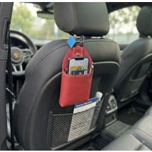 Auto Good Store Audi A3 Sportback Uyumlu Araç Içi Deri Ceplik Telefon ve Kartlık Pratik Düzenleyici Kırmızı