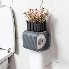 Frefly Store Porsima Yapışkanlı Banyo Tuvalet Kağıtlığı Wc Peçetelik Kağıtlık Tutucu Tuvalet Kağıt Organizeri (Antrasit)