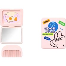 Frefly Store Katlanır Ayna & Tarak – Pratik Taşınabilir Cep Boy Mini Ayna ve Saç Tarağı, Kompakt Tasarım (Pembe, Dikdörtgen)