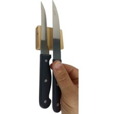Frefly Store Mct Ahşap Mıknatıslı Duvara Monte Dişbudak Ahşap Bıçak Bloğu ve Tutucu - 2 Bıçak Kapasiteli