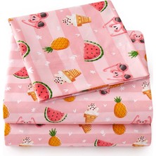 Frefly Store Ikiz Xl Çarşaf Yatak Çarşafları Çocuk Yatak Setleri Kız Erkek Çocuk Yeni Yürümeye Başlayan Çocuklar Için Ekstra Uzun Uyumlu, Düz ve Yastık Kılıfı, Twin Xl, Yaz Eğlenceli Pembe