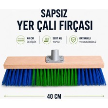 Frefly Store Ahşap Çalı Fırçası 40 cm Bahçe Temizlik Fırçası Dayanıklı Sert Kıllı Ot Yaprak Süpürme Fırçası