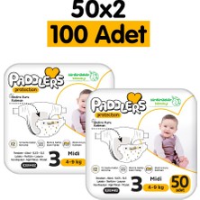 Frefly Store Paddlers Protection Bebek Bezi 3 Numara Midi (4-9 Kg) 100 Adet – 2’li Jumbo Set, Maksimum Koruma