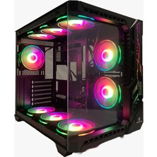 Frefly Store Gameforce Bree 9×120 mm Fanlı A-Rgb Kumandalı Kontrolcülü E-Atx Oyuncu Bilgisayar Kasası