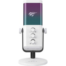 Frefly Store Havit GK65 Rgb Profesyonel Yayıncı Mikrofonu 192KHZ 24BIT Hi-Fi Dahili Ses Kartlı (Beyaz)