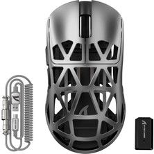 Frefly Store Attack Shark R2 Magnezyum Alaşımlı Kablosuz Gaming Mouse – 48G Ultra Hafif, Pixart PAW3950 Sensör, 42000 Dpı, Bt/2.4g/kablolu Üçlü Mod, 8k Tepki Hızı, Windows/xbox/ps/mac Uyumlu – Silver Grey