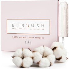 Frefly Store Enroush 100% Organik Pamuklu Tampon | Doğada Çözünür ve Toksinsiz | Hipoalerjenik - Tahriş ve Alerji Yapmaz | Ultra Emici - Sızdırmaz Koruma| Vücudunuz Için Sağlıklı ve Konforlu Seçim - 16 Adet Normal