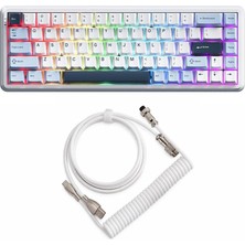 Frefly Store Coverzone Ajazz AK680 Max%68 Manyetik Switch Oyuncu Klavyesi, Coiled Kablo, 3000MAH, 8000Hz Kablolu-1000Hz Kablosuz Polling Rate, Rgb Arkadan Aydınlatmalı Mekanik Klavye (Beyaz Lacivert)