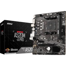 Frefly Store Msı A520M-A Pro Am4 Ddr4 Bellek 4600(OC) DVI HDMI M.2 Usb3.2 Matx