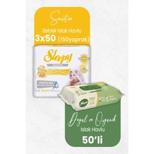 Frefly Store Sleepy Doğal Organik Islak Mendil 50' Li ve Sensitive Bebek Islak Mendil 3 x 50' Li