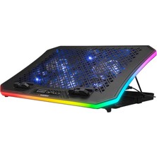 Frefly Store Rampage AD-RC34 Metafor Rgb 6 Fanlı Telefon Tutuculu Rgb Işıklı 15-17 Notebook Soğutucu Stand