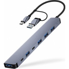 Frefly Store Hepu HP-B03 5-In-1 USB 3.0 Hub – 5 Portlu Çoklayıcı + Type-C ve Usb-A Girişli + Alüminyum Gövde