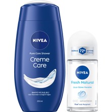 Frefly Store Nivea Creme Care Nemlendirici Duş Jeli 250ML ve Roll-On Deodorant Fresh Natural 50ML, 72 Saat Ter Koruması