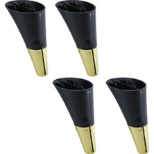 Frefly Store BADEM10 4 Adet Clara Mobilya Kanepe Sehpa Tv Ünitesi Baza Koltuk Ayağı Siyah Gold Renk 12 cm