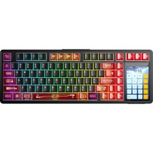 Frefly Store Aula L99 4" Akıllı Dokunmatik Ekranlı 3 Modlu Rgb Hot Swap Raindrop Switch Mekanik Kablosuz Oyuncu Klavyesi Kırmızı