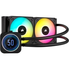 Frefly Store Corsair Icue H100I Elite LCD Xt Sıvı Cpu Soğutucu - IPS LCD Ekran - Çift Fan AF120 Rgb Elıte - Radyatör 240 mm - Intel® Lga 1700, Amd Am5 ve Plus Için Uygundur - Siyah