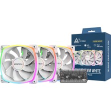 Frefly Store Montech RX120 Pwm Beyaz Reverse Fan Blade 3'lü Paket + Hub Controller Argb