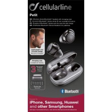 Frefly Store Cellularline Petit True Kablosuz Kulaklık Kulaklık, Taşınabilir Pil Şarj Cihazlı Bluetooth Kablosuz Kulak Içi Kulaklık, Tws, Dahili Mikrofon, Dokunmatik Kontrol, Siyah, Btpetıttwsk