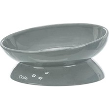 Frefly Store Trixie Büyük Kedi Seramik Mama ve Su Kabı 0.35 Lt 17 cm Gri