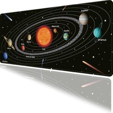 Frefly Store Güneş Sistemi ve Gezegenler Oyun Gaming Klavye Mouse Pad Masa Matı 70X30CM Kaymaz Kauçuk Taban Dikişli Kenar