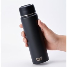 Frefly Store Deconox 650 ml Paslanmaz Çelik Termos Matara - 4 Renk (Krem, Yeşil, Siyah, Mavi) - Sıcak ve Soğuk Tutan Sporcu Suluk ve Ofis Şişesi (Siyah)