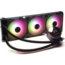 Frefly Store Dark Freezer W362 2025 Edition 360MM 3X12CM Argb LED Fan + Sıcaklık Göstergeli Pompalı, 300W Tdp, LGA1700 - Am5 Uyumlu Sıvı Soğutma Sistemi (DKCCW362)