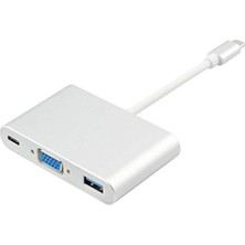 Frefly Store Alfais 4961 USB 3.1 Type C To VGA USB 3.0 Dönüştürücü Adaptör Kablosu