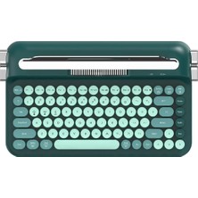 Frefly Store Coverzone Kablosuz Bluetooth ve 2.4g Çift Modlu Retro Daktilo Tasarımlı Klavye – Yuvarlak Tuşlu, Tablet & Telefon Standlı, Ergonomik, Pille Çalışan, Sessiz ve Konforlu Ajazz AF84 (AF84 - Yeşil)