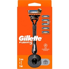 Frefly Store Gillette Fusion Tıraş Makinesi + 5 Adet Yedek Tıraş Bıçağı + Premium Stand Hediyeli Paket