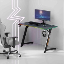 Frefly Store Ergogaming Pulsar Profesyonel Rgb Oyuncu Masası 120X60 Siyah, Rgb Aydınlatmalı, Karbon Fiber Yüzey