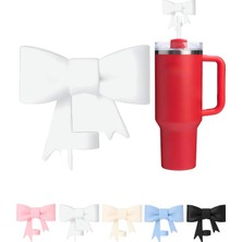 Frefly Store 1 Adet Silikon Pipet Kapağı – Stanley Quencher ile Uyumlu 10 mm Pipetler Için – Toz Koruyucu, Fiyonklu Tasarım – Beyaz Renk