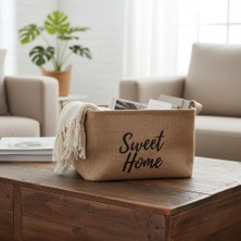 Frefly Store Deconox "sweet Home" Dikdörtgen Jüt Düzenleyici Sepet (24X17X14 Cm) – Krem Renk Katlanabilir Kumaş Kulplu Organizer | Ev, Mutfak, Banyo, Genç Odası ve Ofis Için Çok Amaçlı Saklama Kutusu