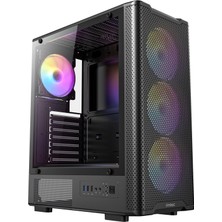 Frefly Store Antec VX310 Argb, 750W 80+ Bronze Psu Dahil, 4X120MM Argb Fan, Temperli Cam Yan Panel, Mid-Tower Atx Oyun Kasası, Siyah