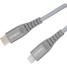 Frefly Store Omars iPhone Type-C To Lightning Örgülü Hızlı Şarj ve Data Kablosu 1 Metre Gri