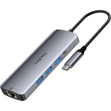 Frefly Store Veggieg Type-C To HDMI VGA Ethernet Aux 1*usb 3.0 2*usb PD100W Tf Sd Kart Okuyucu Çoklayıcı Dönüştürücü