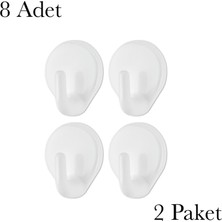 Frefly Store Yapışkanlı Askı Kancası, Beyaz, 8 Adet (2 Paket) Plastik Qlux Ideas Mutfak Banyo Dolap