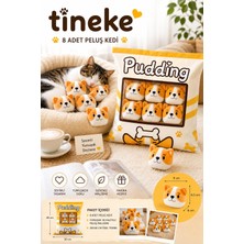 Frefly Store Tineke 8’li Peluş Kedi Yastığı Seti – Minik Yumuşak Kedi Oyuncağı ve Uyku Arkadaşı Sarı